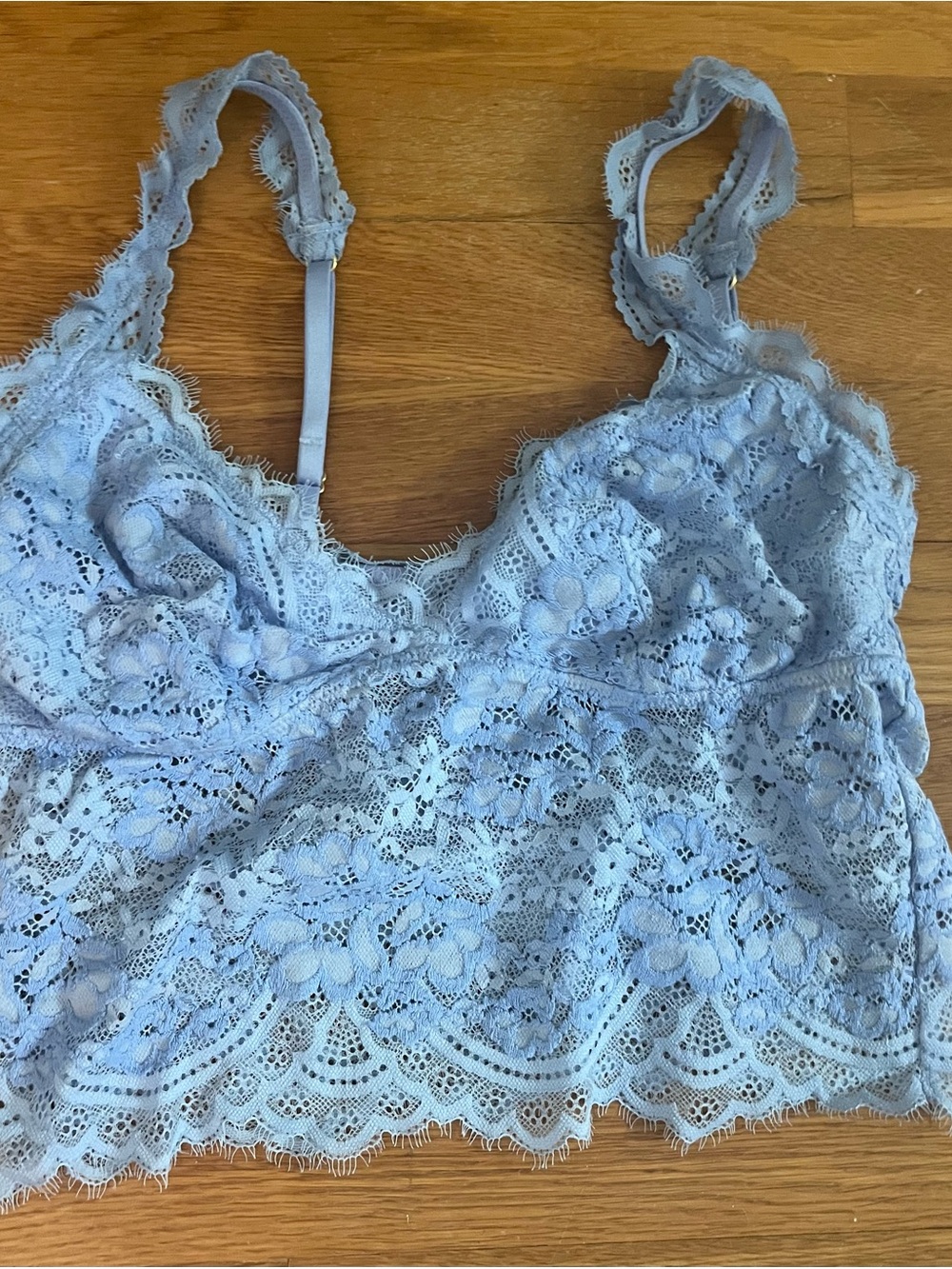 aerie Light Blue Lace Bralette with Scalloped Trim